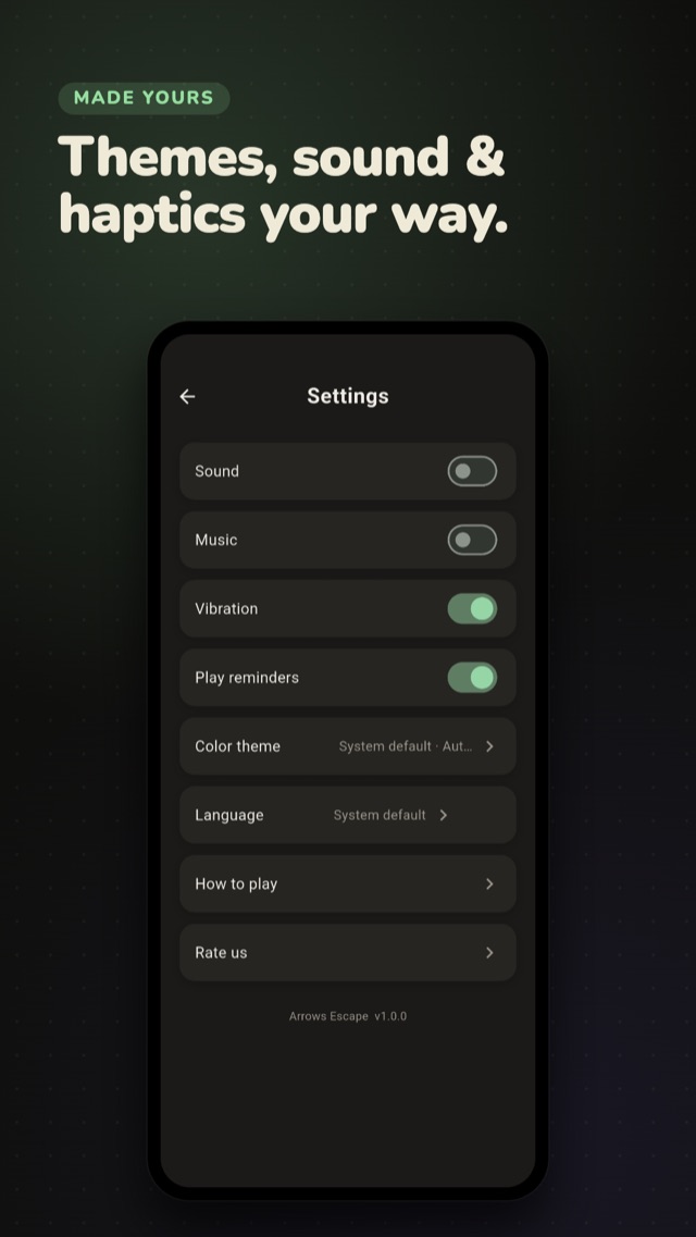 Personalize themes, sound and haptics your way